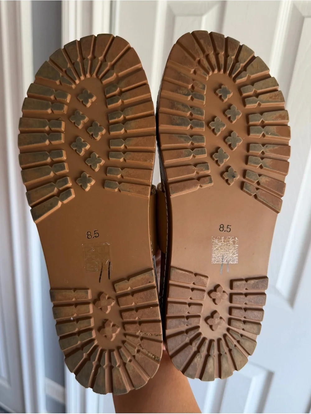 Madewell The Charley Double-Strap Camel Brown Leather Slide Sandals Size: 8.5